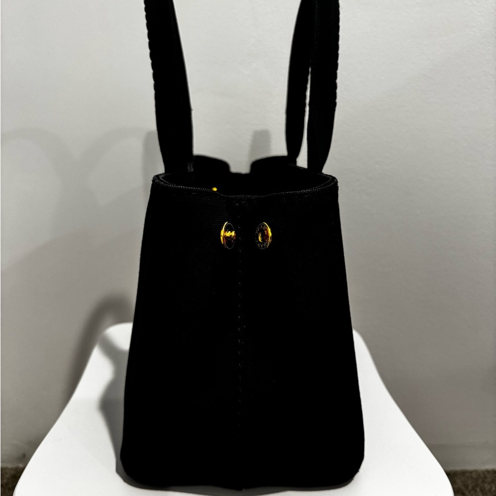 Prada Dark Blue Canapa Tote 2-Way with White Logo - Picture 4 of 10